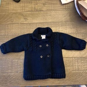 Baby Girl Navy Knit Pea Coat Jacket